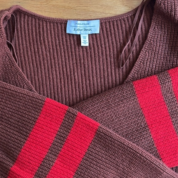 & Other Stories Brown and Red Striped Oversized Sweater - M - Picture 4 of 8